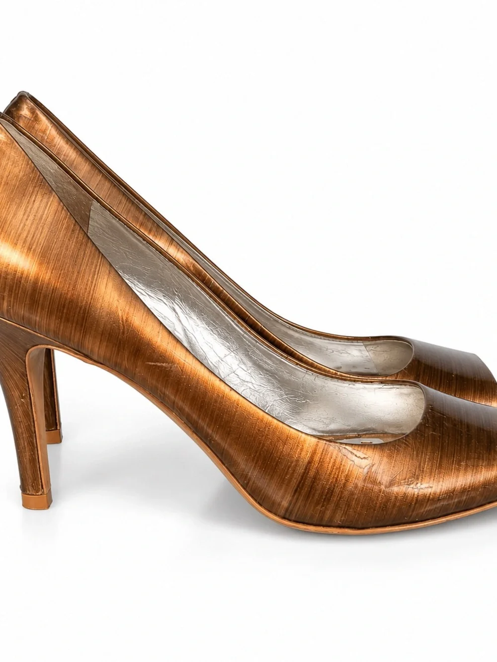Gianni Bini Metallic Bronze Peep-Toe Heels